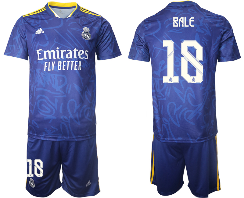 Men 2021-2022 Club Real Madrid away blue #18 Soccer Jersey->real madrid jersey->Soccer Club Jersey